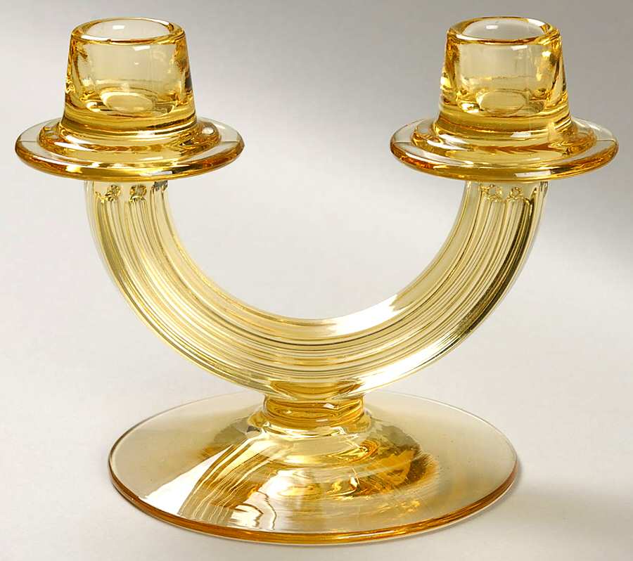 2447 Topaz Yellow Double Light Candlestick by Fostoria-1