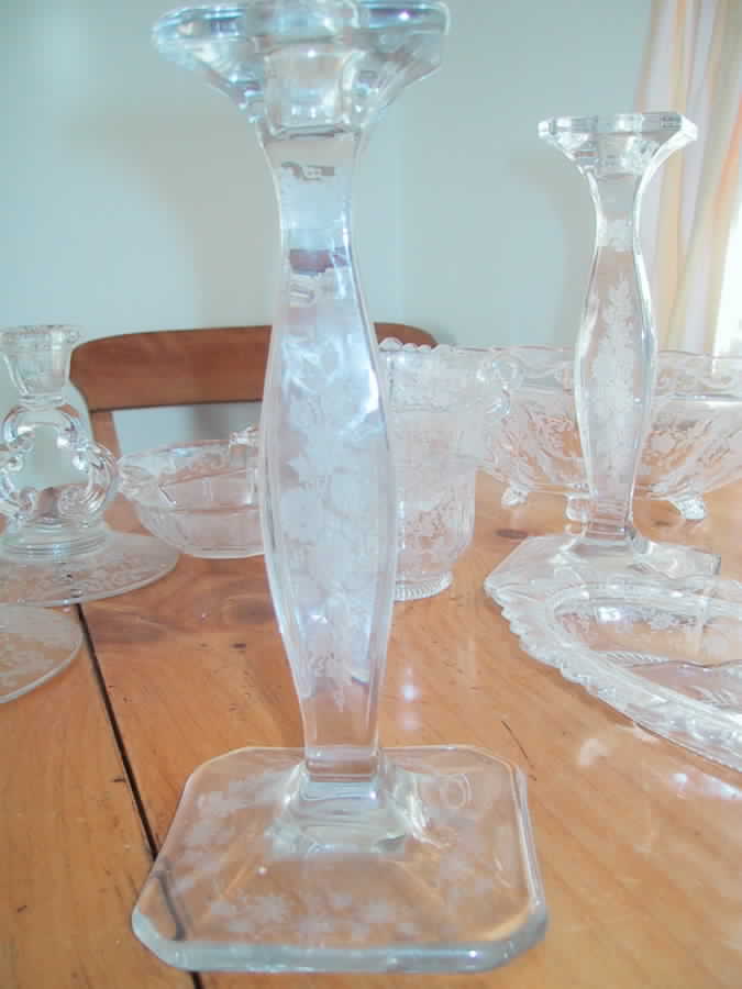 Etchc2 8" Single Light Candlestick by Fostoria-1