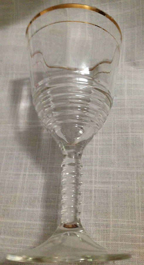 145 (Gold Trim) Water Goblet by Federal Glass -1