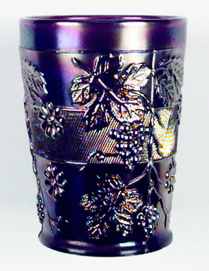Floral & Grape Variant-Amethyst Carnival (Older) Flat Tumbler by Fenton-1