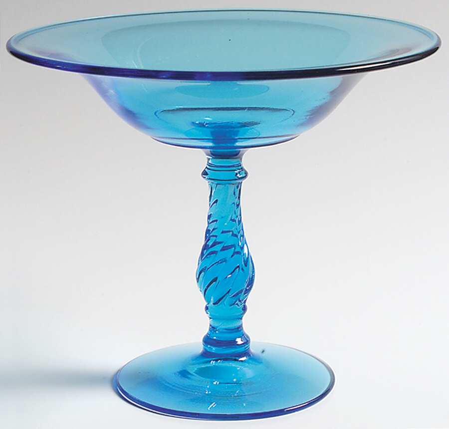 2327 Blue Round Compote (Height X Width) by Fostoria-1