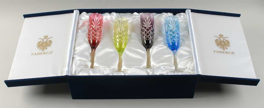 Odessa Fluted Champagne - Set of 4 Colors (Sky Blue, Amethyst, ,Lt Green & Pink) by Faberge-1