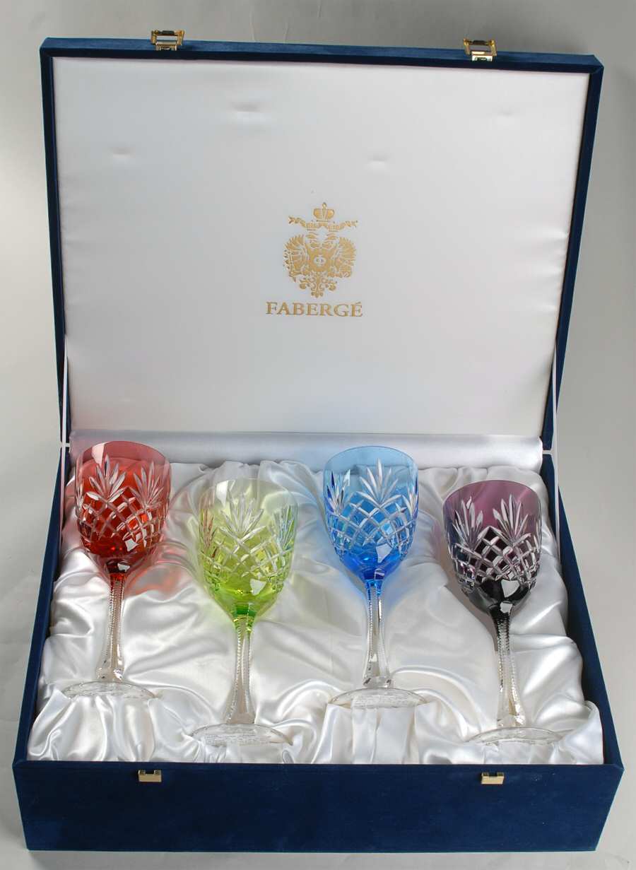 Odessa Goblet - Set of 4 Colors (Sky Blue, Amethyst ,Lt Green & Pink) by Faberge-1