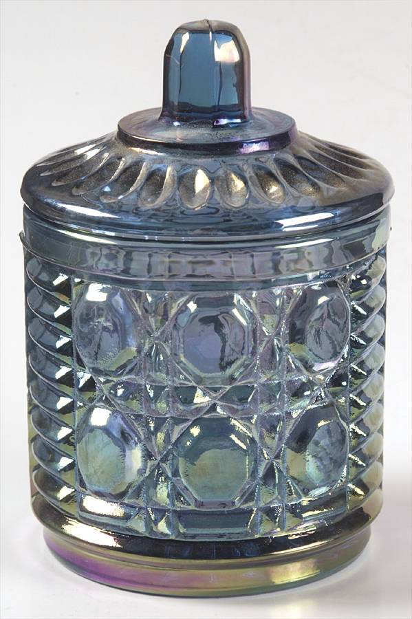 Windsor Blue (Carnival) Sugar Bowl & Lid by Indiana Glass-1