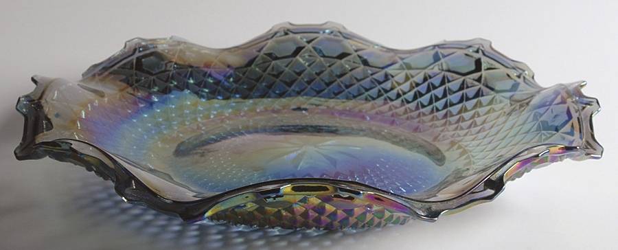Windsor Blue (Carnival) 10" Round Crimped Bowl by Indiana Glass-1