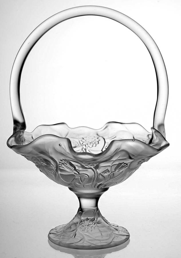 Water Lily Crystal Velvet #8433 Water Lily 9"-10" Basket by Fenton-1