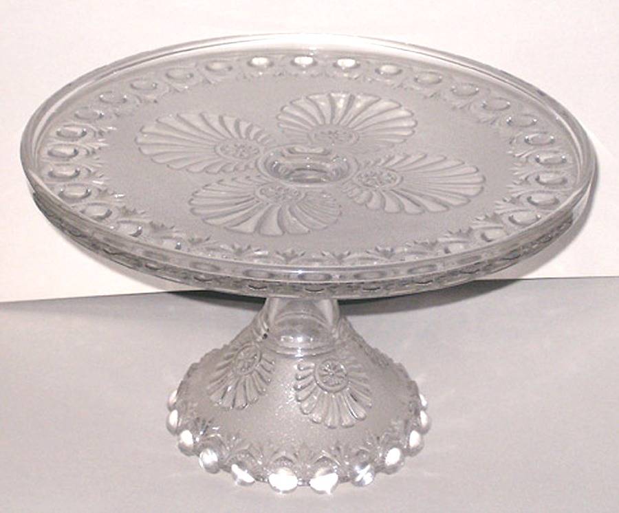 Shell and Jewel Clear 10" Diameter Pedestal Cake Stand No Dome by Fostoria-1