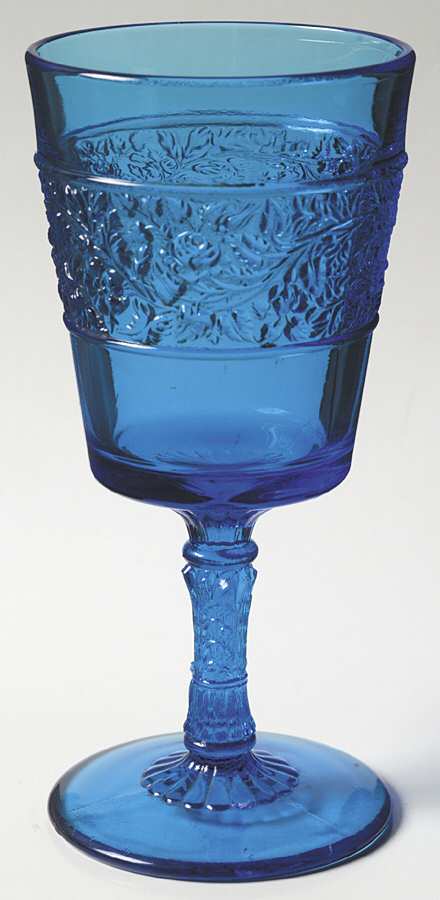 Flower Band Colonial Blue Water Goblet by Fenton-1