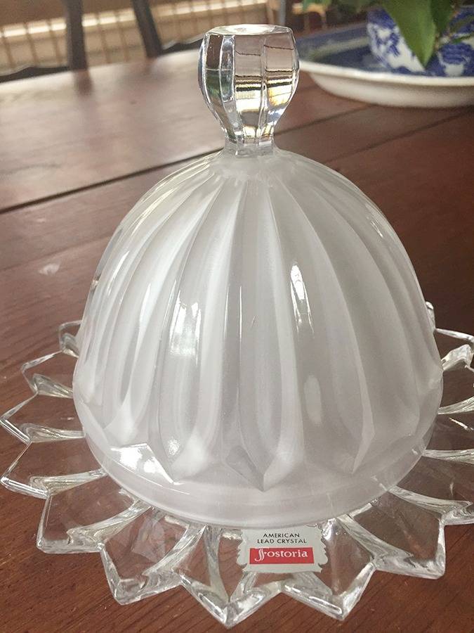Colonial Prism Clear Round Covered Butter by Fostoria-1