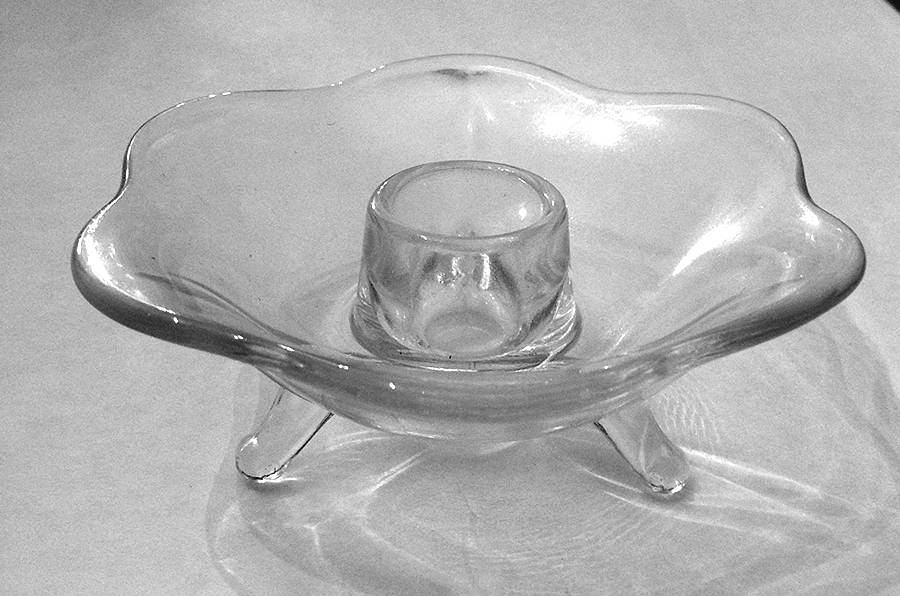 848 Clear 3 Toed Candleholder by Fenton-1