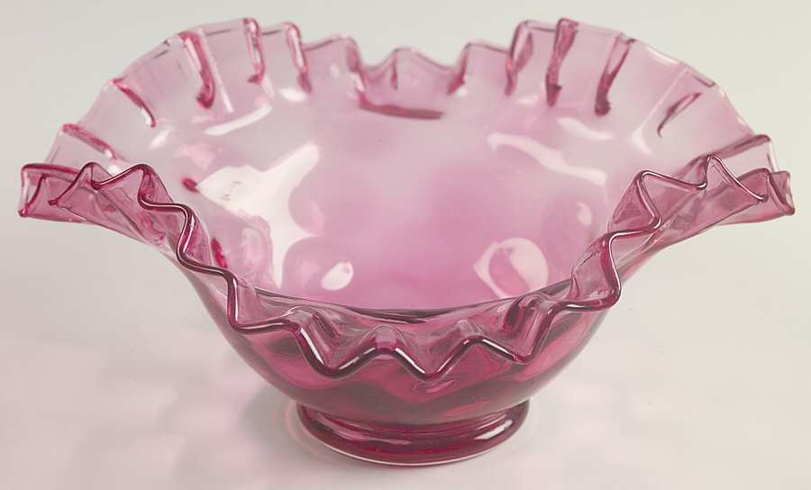 Dot Optic Cranberry 7" Round Crimped Bowl by Fenton-1