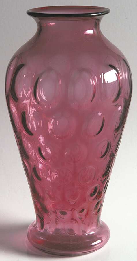 Dot Optic Cranberry 9" Flower Vase by Fenton-1