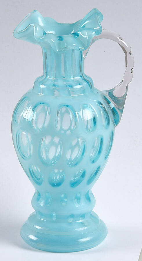 Coin Dot Blue (Opalescent) 6" Handled Vase by Fenton-1
