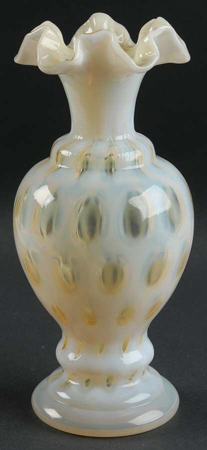 Coin Dot Honeysuckle 8" Double Crimped Vase by Fenton-1