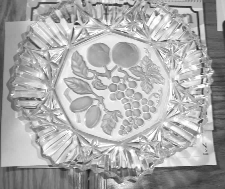 Pioneer (Flashed Fruit on Clear) Sandwich Plate by Federal Glass -1