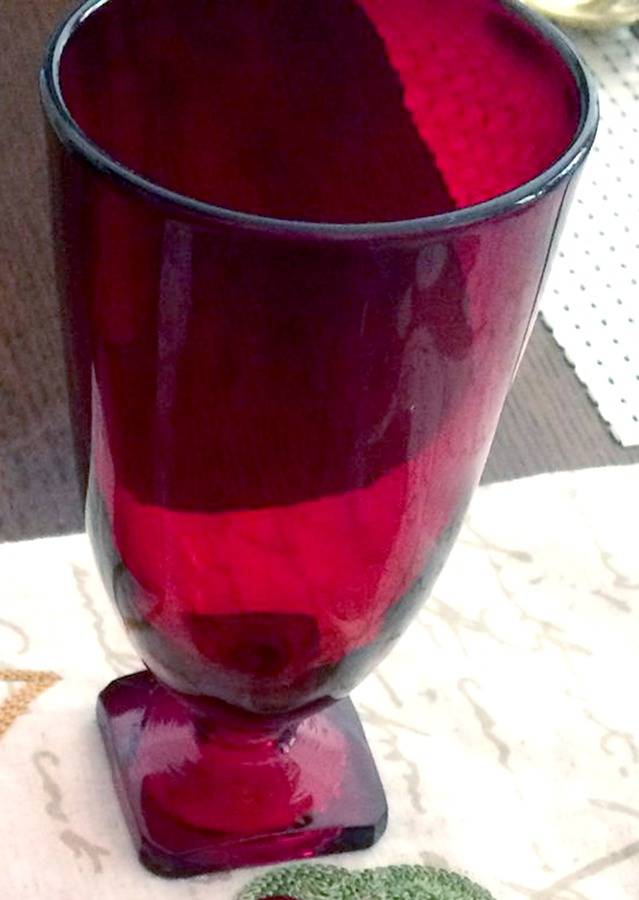 Elizabeth Ruby (Square Foot, No Scallops) Footed Tumbler by Fenton-1