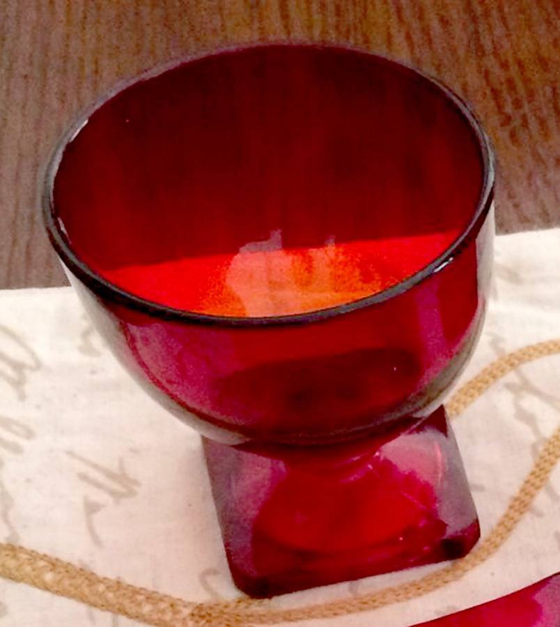 Elizabeth Ruby (Square Foot, No Scallops) Champagne/Tall Sherbet by Fenton-1