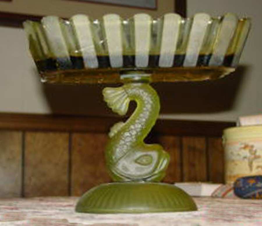 Animals & Figurines Dolphin Rectangular Ribbon Compote by Fostoria-1