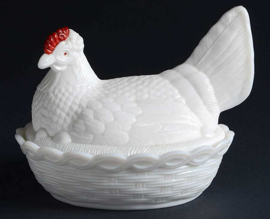 Animals & Figurines Hen on Nest by Fostoria-1