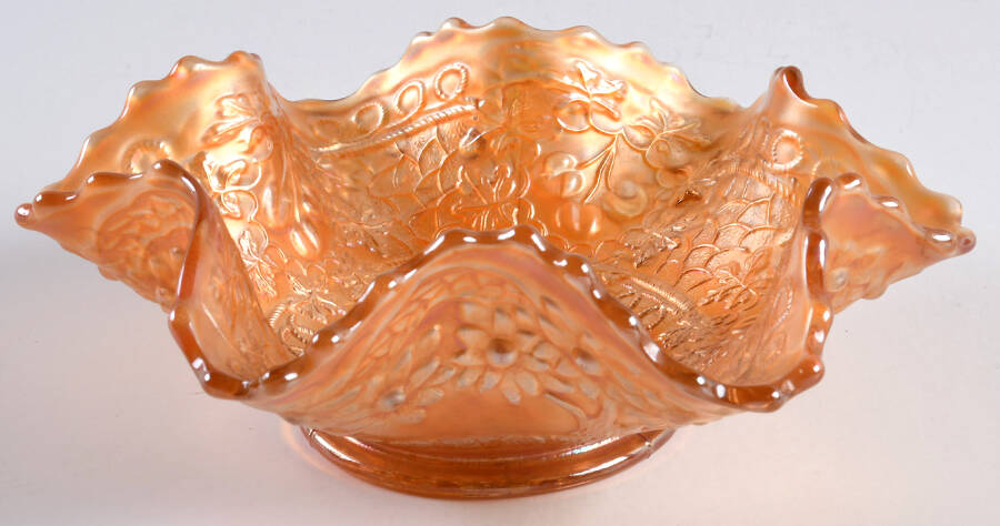Cherry Chain Marigold (Carnival) 6" Round Bowl by Fenton-1