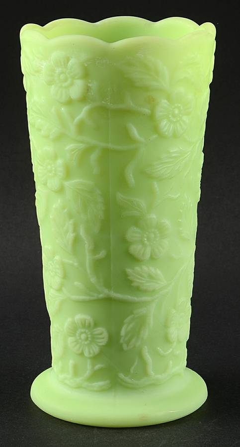Lime Sherbet Satin 8" Flower Vase by Fenton-1