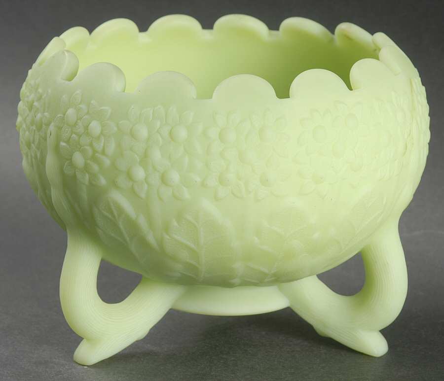 Lime Sherbet Satin Three-Toed Bowl by Fenton-1