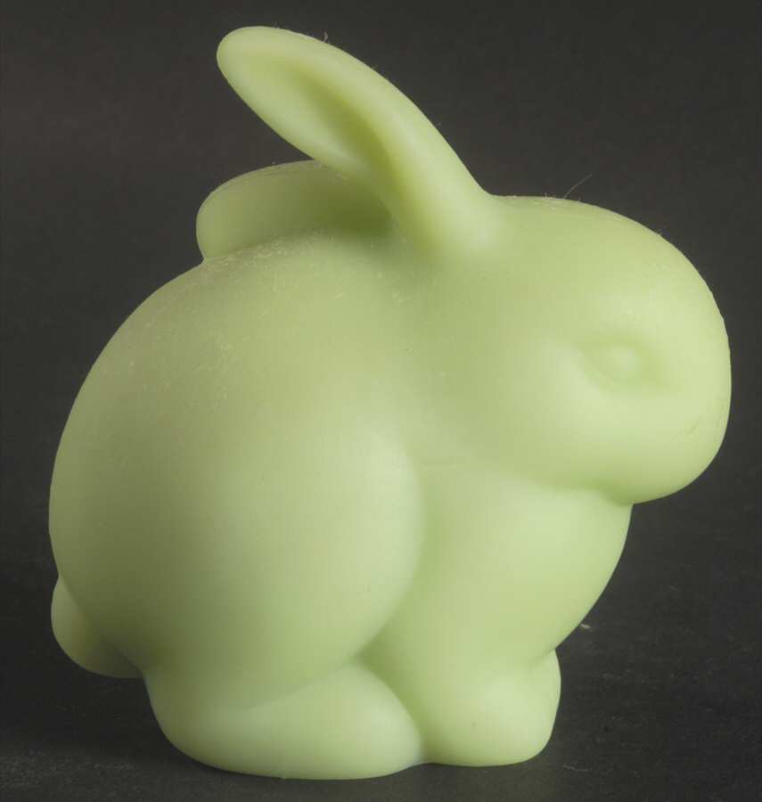 Lime Sherbet Satin Bunny Figurine by Fenton-1
