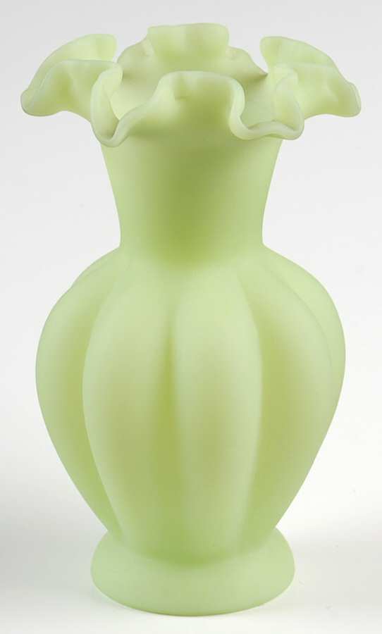 Lime Sherbet Satin 6" Flower Vase by Fenton-1