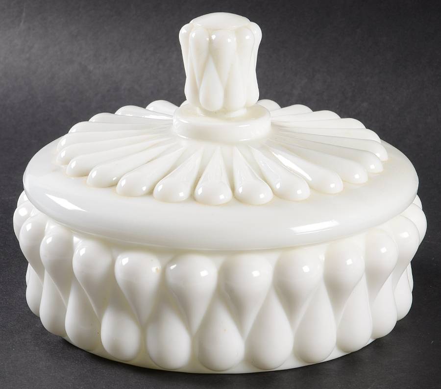 Teardrop Milkglass Candy Dish & Lid by Fenton-1