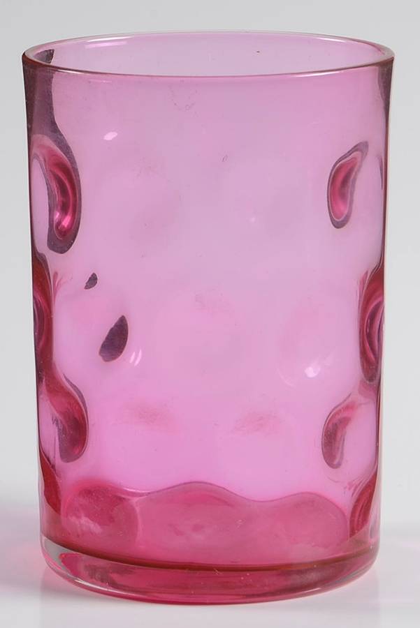 Dot Optic Ruby Overlay (Cranberry) 8 Oz Flat Tumbler by Fenton-1