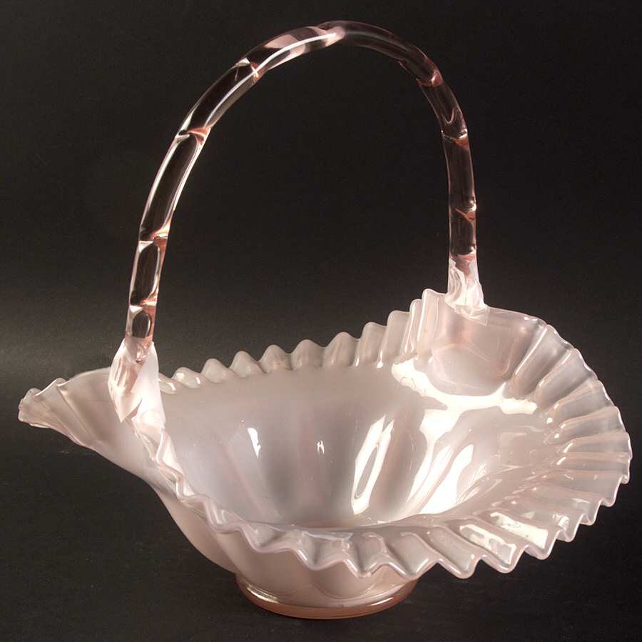 Rose Overlay #192 Melon 10" Basket by Fenton-1