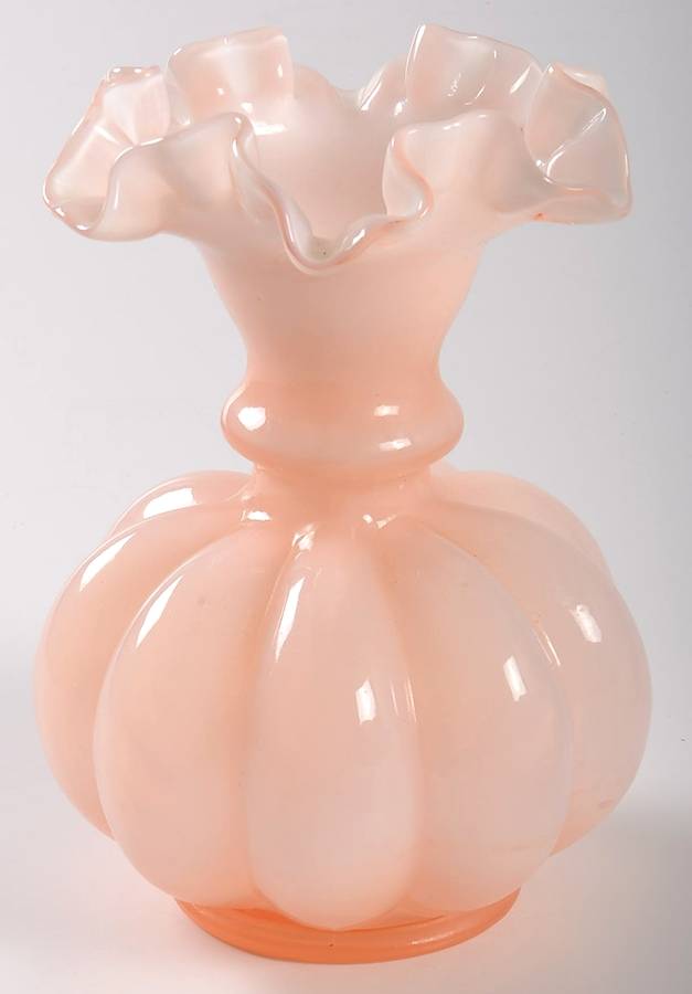 Rose Overlay 5" Crimped Vase by Fenton-1
