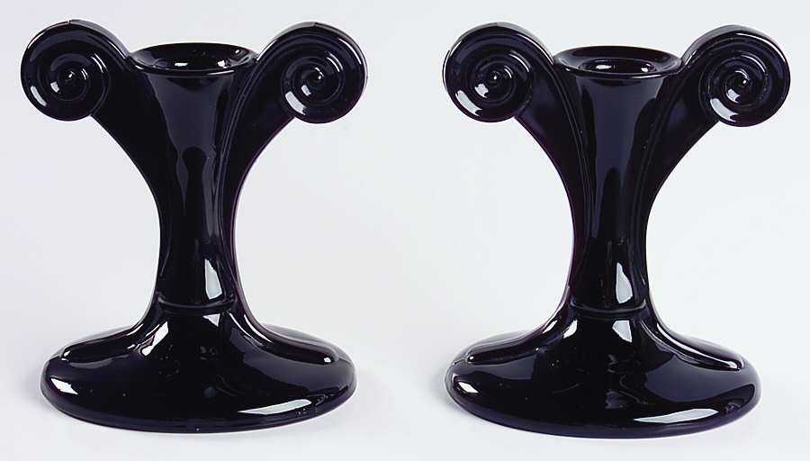 2395 Black Candlestick/Single Lt 5" (Set of 2) by Fostoria-1