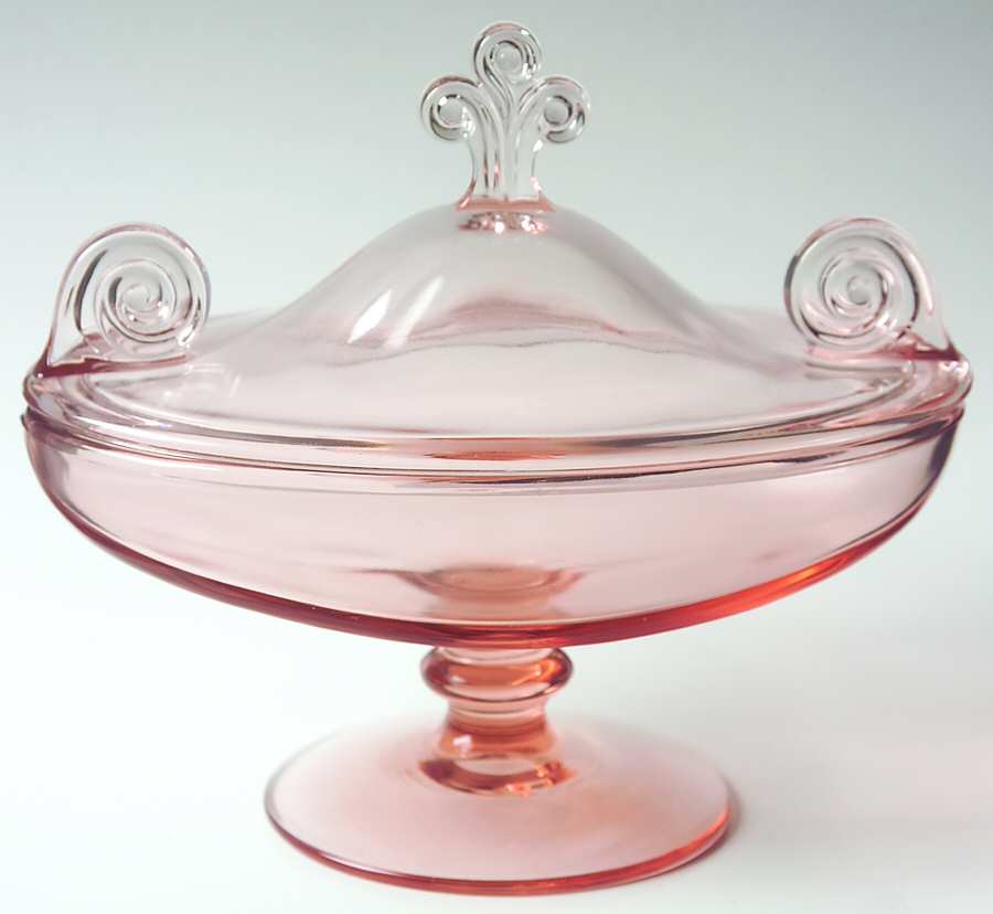 2395 Pink Footed Candy Box & Lid by Fostoria-1