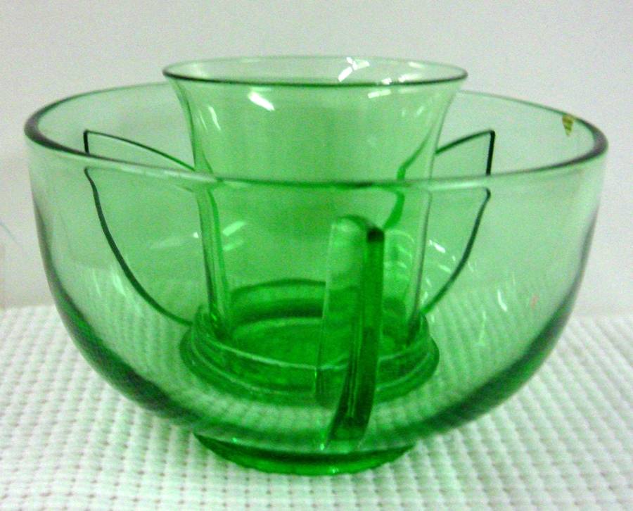 Ice Green Ice Dish with Crab Insert by Fostoria-1