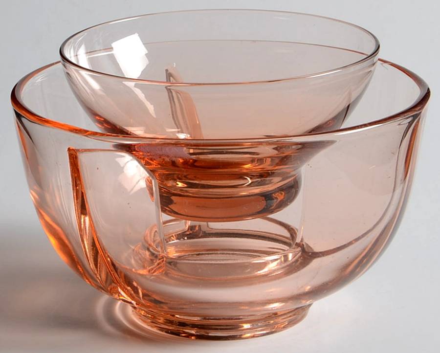 Ice Pink Ice Dish with Fruit Cocktail by Fostoria-1