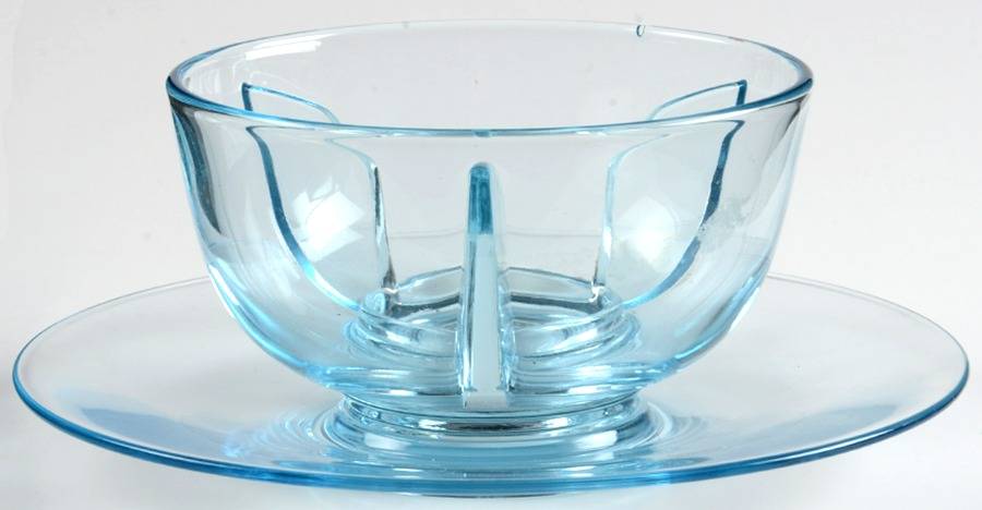 Ice Blue (Azure) Ice Dish with Tomato Insert by Fostoria-1