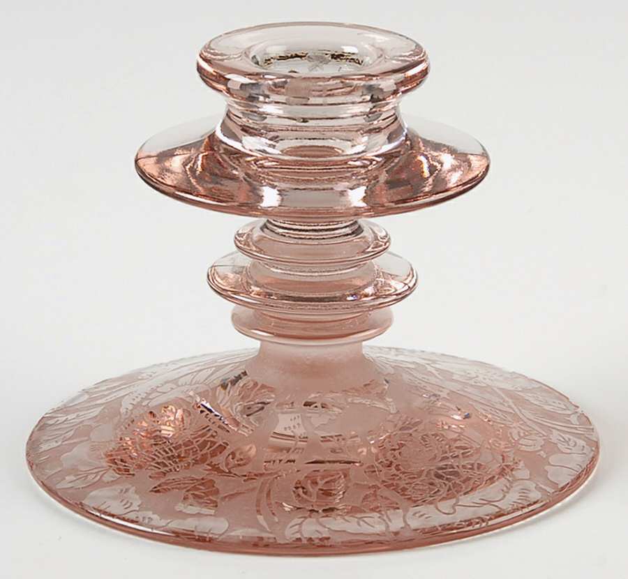 Paradise Orchid (Light Purple, Brocade) 3" Single Light Candlestick by Fostoria-1