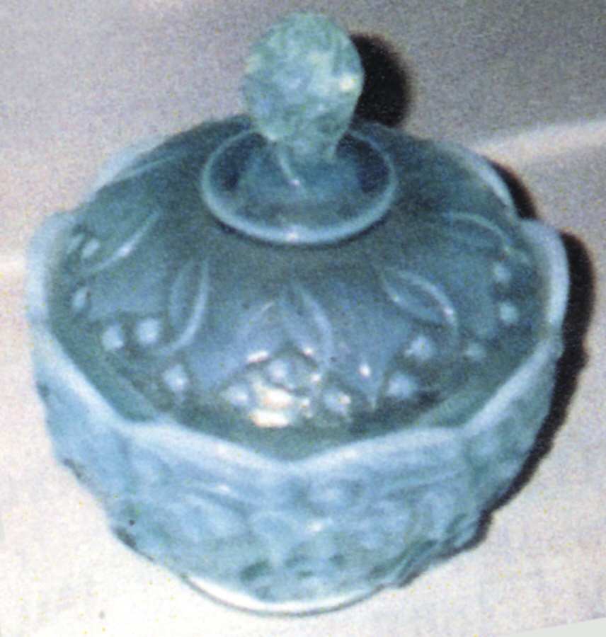 Lily of the Valley Blue (Opalescent) Candy Box & Lid by Fenton-1