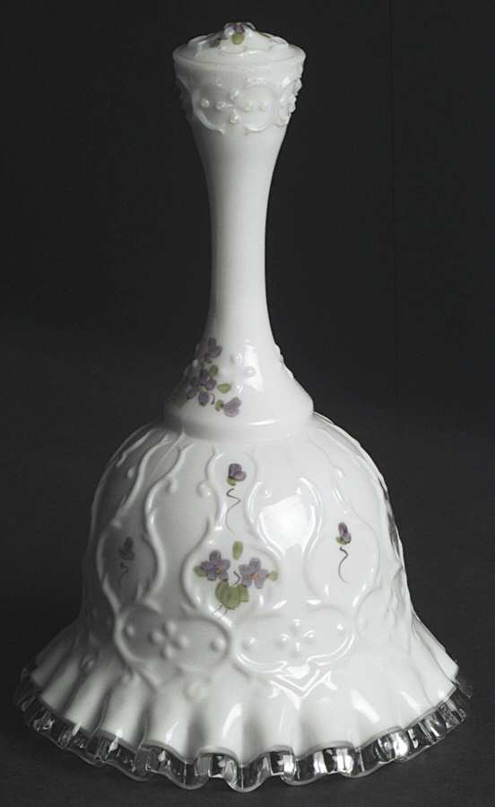 Violets in the Snow Spanish Lace Bell by Fenton-1