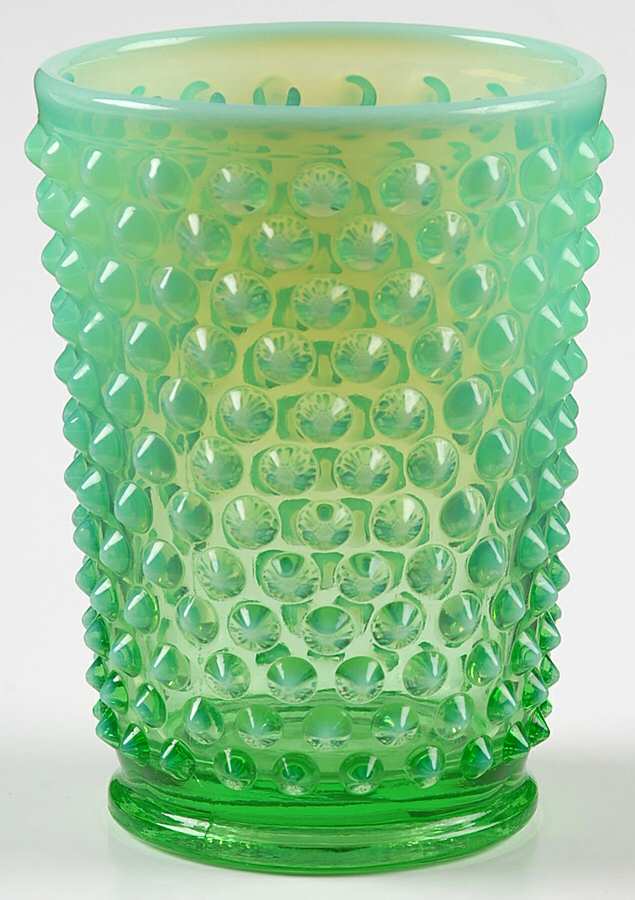 Hobnail Emerald Green (Opalescent) 8 Oz Flat Tumbler by Fenton-1