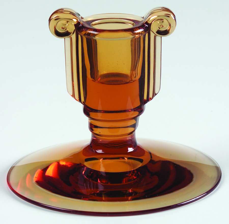 2443 Amber Single Light Candlestick by Fostoria-1