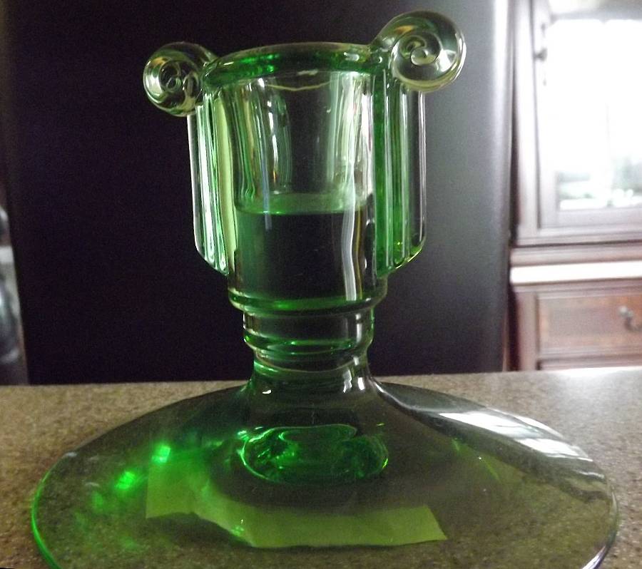 2443 Green Single Light Candlestick by Fostoria-1