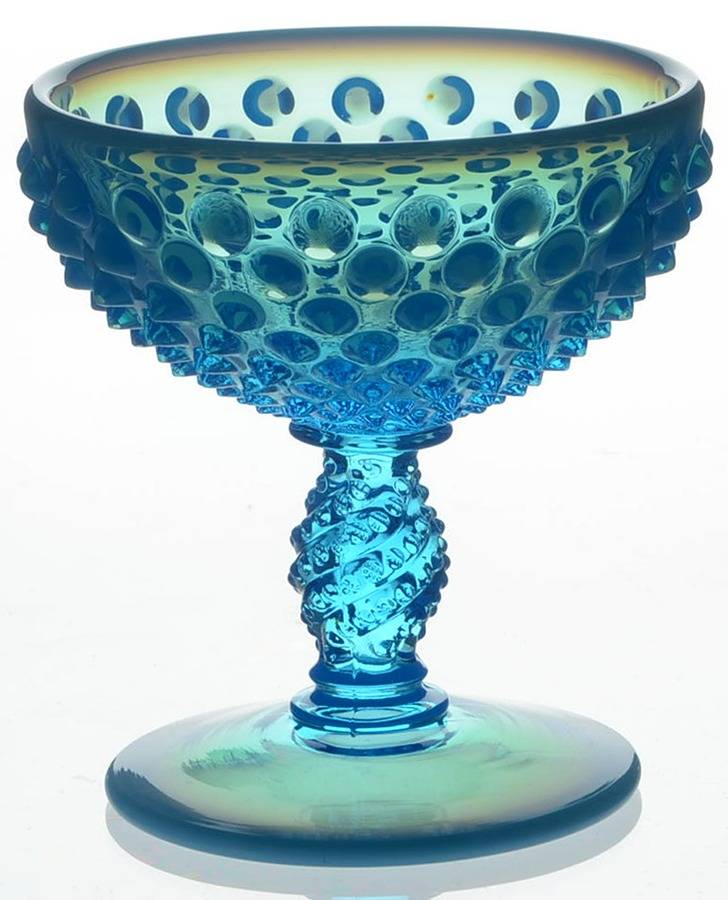 Hobnail Sapphire Blue (Opalescent) Champagne/Tall Sherbet by Fenton-1