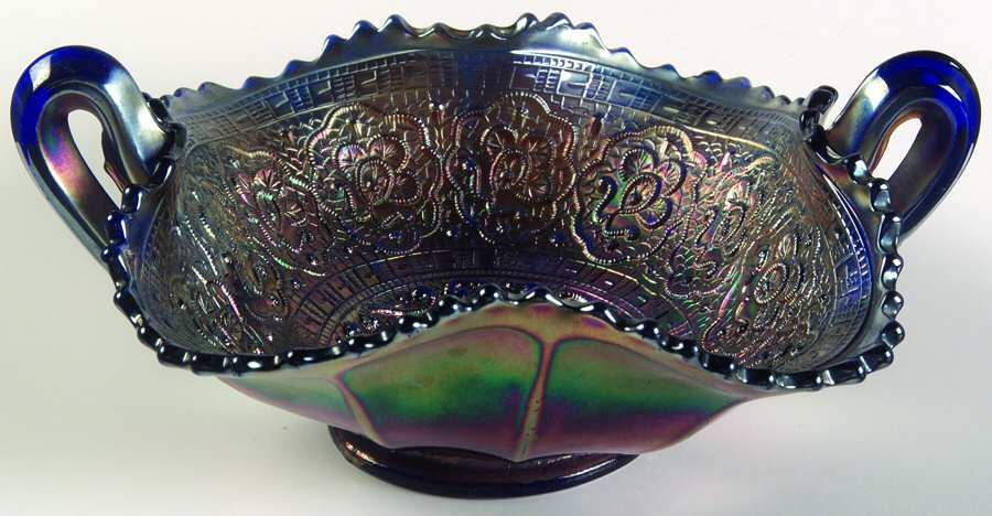 Persian Medallion Blue (Carnival) Handled Bon Bon by Fenton-1