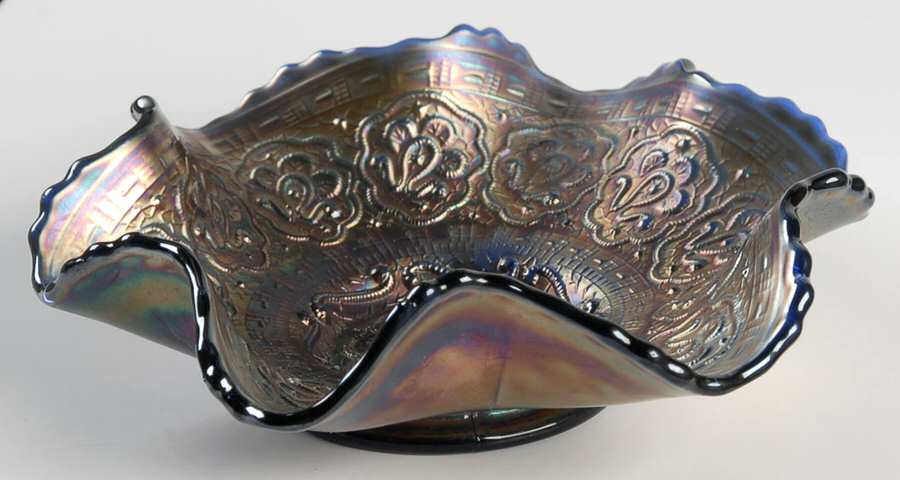 Persian Medallion Blue (Carnival) 6" Round Crimped Bowl by Fenton-1