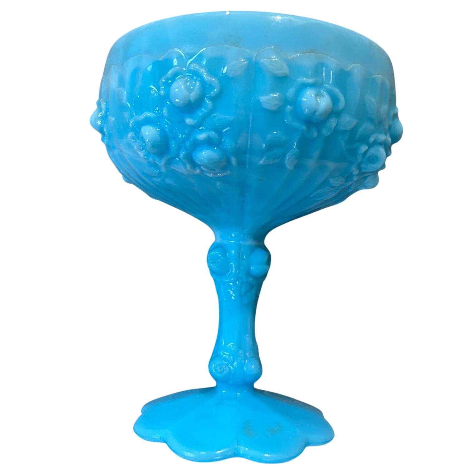 Rose Blue Marble Round Compote (Height X Width) by Fenton-1
