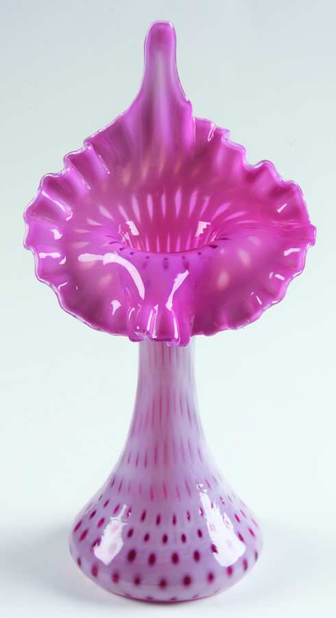 Fine Dot Optic Cranberry (Opalescent) Jack in the Pulpit Vase by Fenton-1