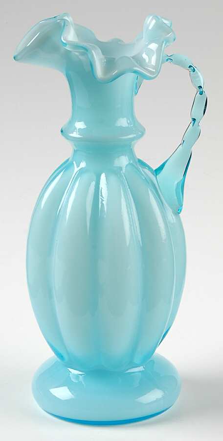 Blue Overlay 9" Handled Jug by Fenton-1