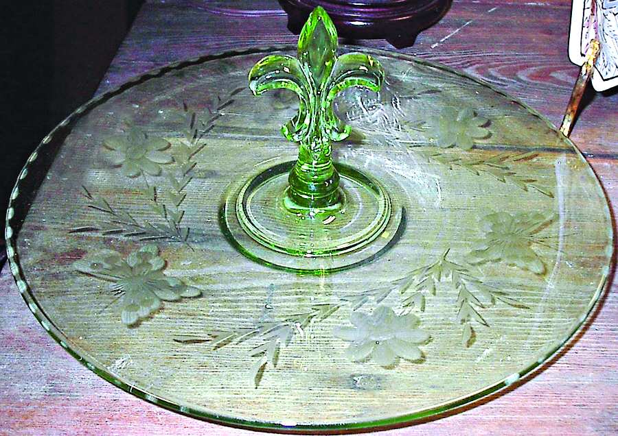 2287-1-Green Center Handle Tray by Fostoria-1